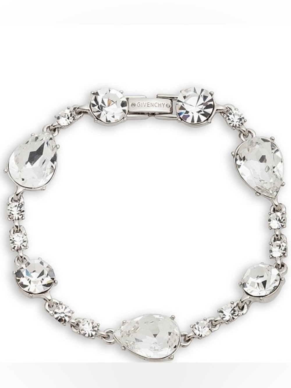 Givenchy Silver Tone Pear Rhinestone Flex Line Bracelet